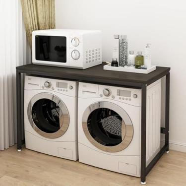 Imagem de Armário de armazenamento duplo para máquina de lavar, rack de armazenamento para lavanderia, banheiro e vaso sanitário, prateleira de prateleira de máquina de lavar dupla, armário superior para