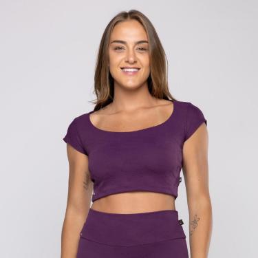 Imagem de Cropped Fitness Feminino Decote Princesa Tecido textura Bojo-Feminino