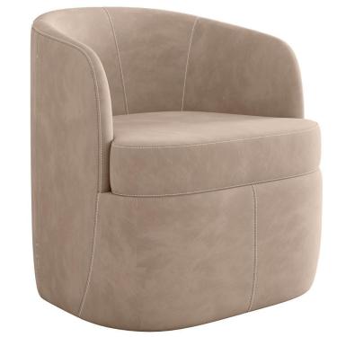 Imagem de Poltrona Decorativa Giratória Para Sala De Estar Siena K01 Veludo Bege