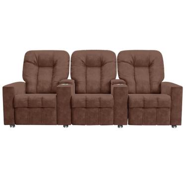 Imagem de Poltrona Reclinável 3 Lugares Para Sala De Cinema Romeo F05 Veludo Terracota