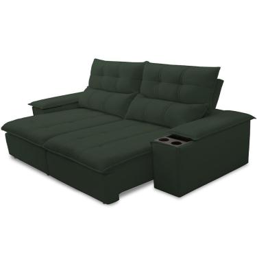Imagem de Sofá Retrátil Reclinável Para Sala De Estar Living 210cm ártico F04 Veludo Verde - Lyam Decor