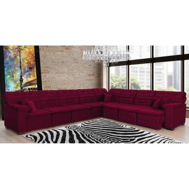 Imagem de Sofá Magno 4.57x3.32m De Canto, Retrátil E Reclinável - Vinho