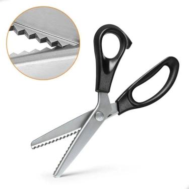 Imagem de Tesoura Escalope Picotar Profissional Artesanato Tecido Cor Preto