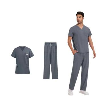 Imagem de Conjunto De Camiseta De Manga Curta Com Decote Em V E Calças Retas Uni