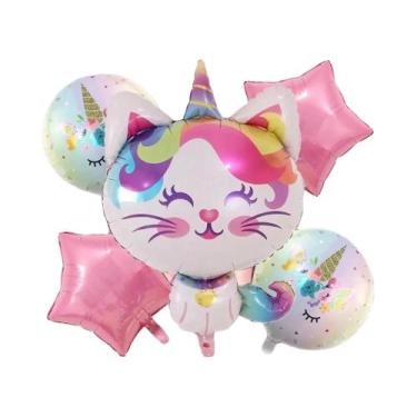 Imagem de Conjunto De Balões Coloridos De Unicórnio E Gato, 2/6 Peças, Filme De 
