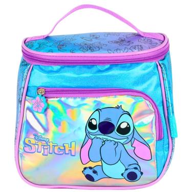 Imagem de Lancheira Térmica Stitch Mão/Ombro Holográfica Azul Luxcel