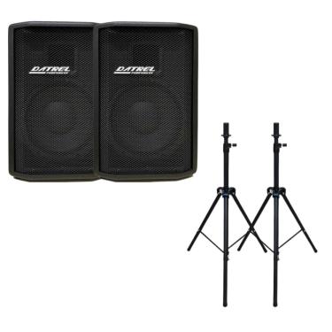 Imagem de Par Caixas Ativa Datrel 10 Titanium At10200 200W + 2 Tripés