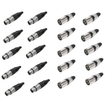 Imagem de Kit 20 Plugs Conector Xlr Cannon Macho/Femea
