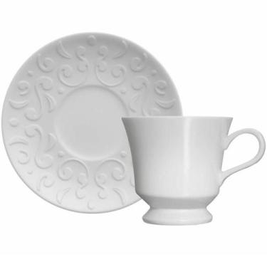 Imagem de Xícara de Café com Pires 190ml Porcelana em Relevo Tassel Germer Branc