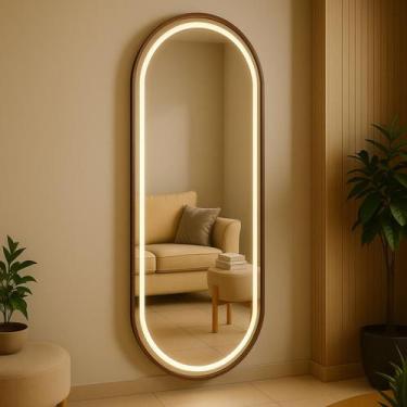 Imagem de Espelho Oval Corpo Inteiro 170X70 com LED 3 Intensidades Jateado Lopaz