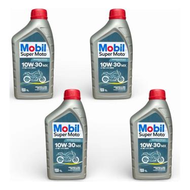Imagem de Óleo Mobil Moto 10W30 Semi Sintético 4 Tempos Com 4 Unidades