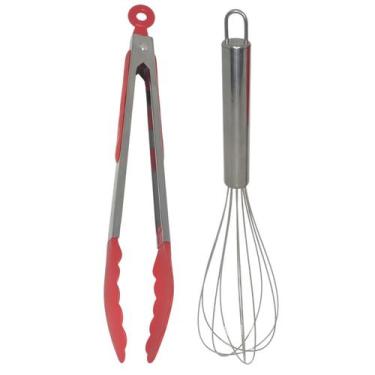 Imagem de Kit Fue batedor de ovos bolo e pegador de salada pinça - UTILIDADES