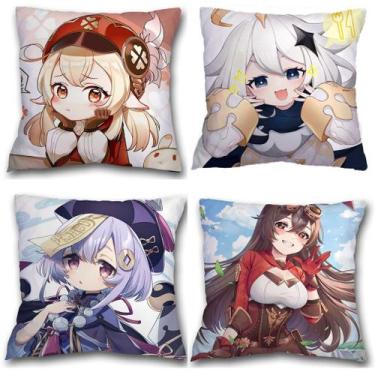 Imagem de Capas de almofada Genshins Impacts Klee Hutao 45x45cm 4 unidades/lote 