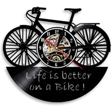 Imagem de Relógio de parede, disco de vinil, anime, Life is Better on a Bike - y