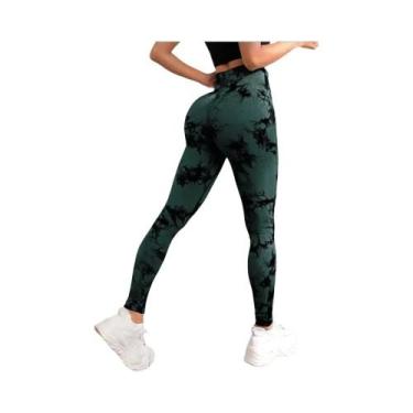 Imagem de Calças De Yoga Femininas De Cintura Alta Sem Costura Com Estampa Tie-D
