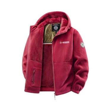 Imagem de Jaqueta De Inverno Masculina Em Fleece, Acolchoada, Com Capuz, Quente,