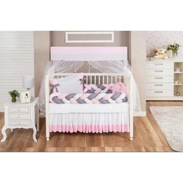 Imagem de Kit Berço Rosa Claro Segurança Beleza Para O Berço 11 Peças