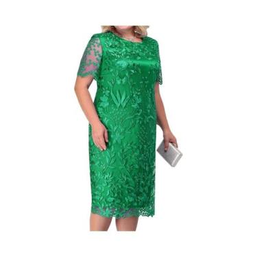 Imagem de Vestido De Coquetel Slim Fit plus Size Para Mulheres Com Renda Bordada