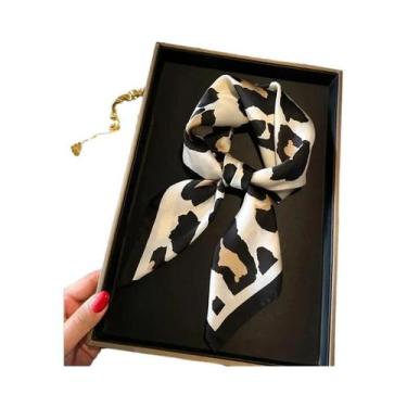 Imagem de Lenço De Seda Feminino 70x70cm Luxuoso Com Estampa De Corrente Fino Pa
