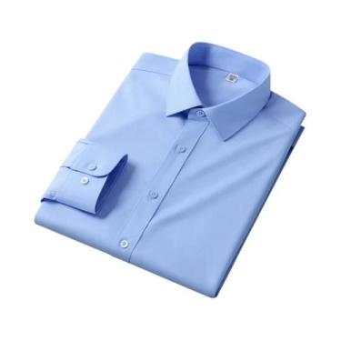 Imagem de Camisa Social Masculina Branca Slim Fit Antirrugas De Manga Longa Com 