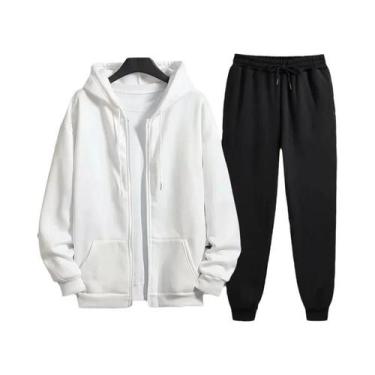 Imagem de Conjunto De Moletom Masculino De Alta Qualidade Com Zíper, Calças E Bl