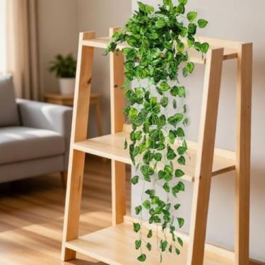 Imagem de kit 2 Planta Artificial Pendente Folhagem Peperomia Decoração Toque Realista