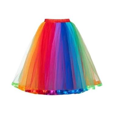 Imagem de Saia De Tule Colorida Em Camadas Para Mulheres, Fantasia De Halloween,