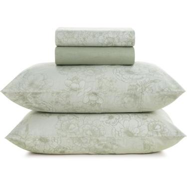 Imagem de Jogo de Cama Karsten Rebeca 160 Fios 4 Peças Queen Verde