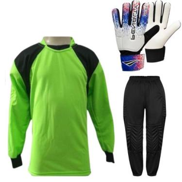 Imagem de Kit de Goleiro Camisa + Calça Acolchoada + Luva ADULTO - TRB E Penalty