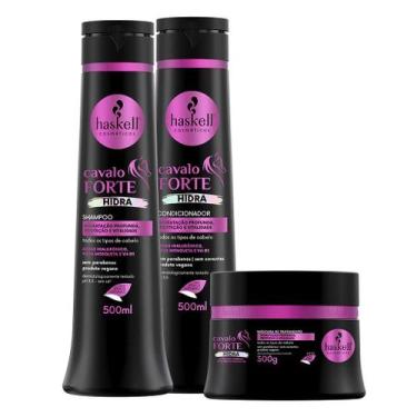 Imagem de Kit Cavalo Forte Hidra Haskell (3 Itens)  Hidratação Profunda, Proteçã