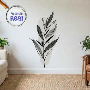 Imagem de Adesivo Floral Boho Cinza Estilo Nórdico 63x120 Minimalista Mod.03