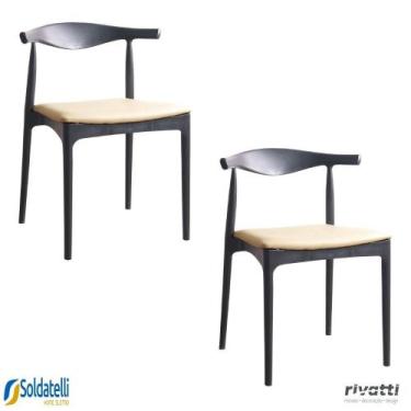 Imagem de Kit 2 Cadeiras Cora Preta PU Preto, PU Verde ou PU Fendi - Rivatti, Fe