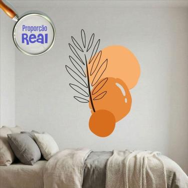 Imagem de Adesivo Floral Boho Laranja Estilo Nórdico 130x90 Minimalista Mod.02