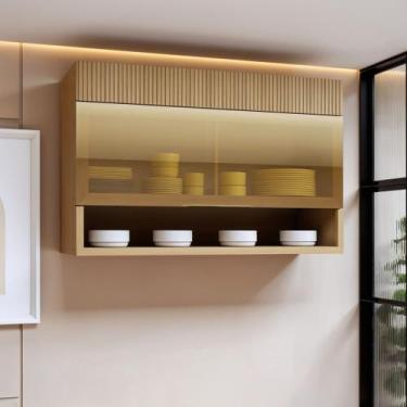 Imagem de Armário Aéreo 1 Porta Basculante Vidro Reflecta e Nicho 120cm 100% MDF