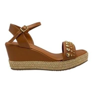 Imagem de Sandalia Bottero Anabela Salto Plataforma Couro Caramelo 370903-Feminino