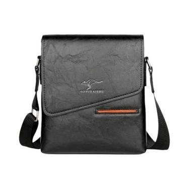 Imagem de Bolsa Transversal Masculina De Couro Casual De Verão Estilo Canguru Pa