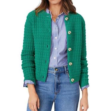 Imagem de Suéter PRETTYGARDEN Cardigan de Tricô Feminino com Botões Verde P