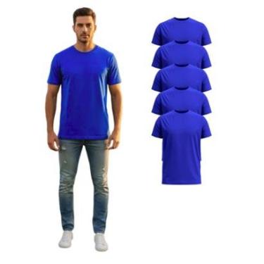 Imagem de Kit Com 5 Camisetas Básica Manga Curta Poliéster Masculina-Masculino
