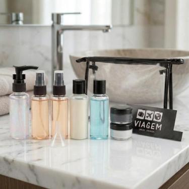 Imagem de Kit de Frascos com necessaire p/ Viagem 10 Peças Jacki Design, Preto