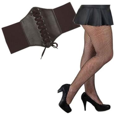 Imagem de Cinto Corselet Modelo Gótico Espartilho Steampunk + Meia Calça Arrastã