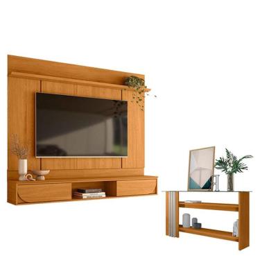 Imagem de Painel Para Tv Aura Cinamomo Com Aparador Frizz Cinamomo Off White - Madetec