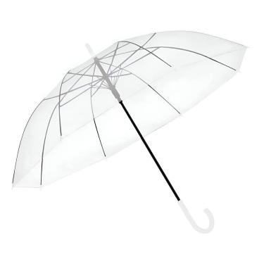 Imagem de Guarda-chuva Transparente Tipo Cúpula 81cm X 112cm Com 7 Varetas E Cabo Bengala Resistente Ao Vento