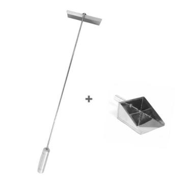 Imagem de Kit Inox Pá Cinza Mais Rodo De Limpeza Forno Churrasqueira - INOX LAUR
