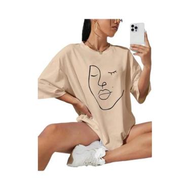 Imagem de Camisetas Femininas De Algodão Macio Com Manga Curta, Estampa Simples 