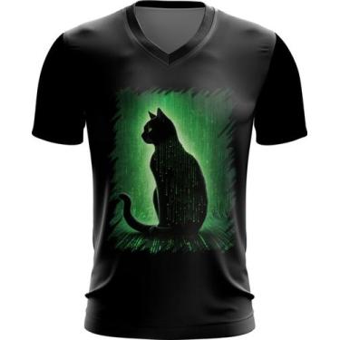 Imagem de Camiseta Gola V de Gato Oráculo Hacker Binário Mat 2 - Kasubeck Store®