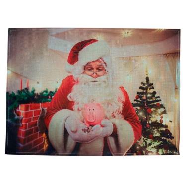 Imagem de Jogo Americano Estampa Natalina Papai Noel 100% Algodão 33CM X 45CM 2 Peças Multicor Ou...