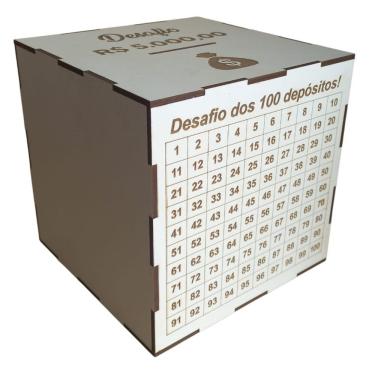 Imagem de Cofre Desafio Junte 1mil 5mil 10mil 20mil para Metas de Economia Até 10.000 Branco MDF OEM