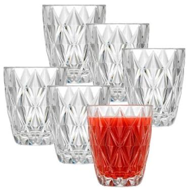Imagem de Jogo 6 Copos de Vidro Diamond Água Suco Vitamina Coquetel Long Drink A