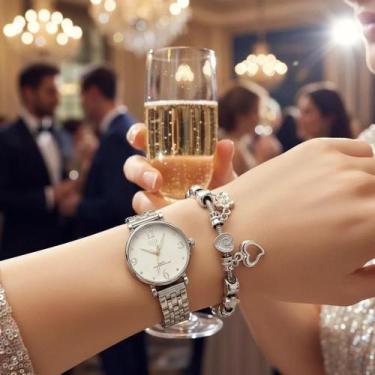 Imagem de Relógio Feminino Luxo A Prova Dágua com Pulseira de Berloque Estilo Pa