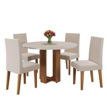 Imagem de Mesa de Jantar Chiara Redonda 90x90cm com 4 Cadeiras Venus - Viero